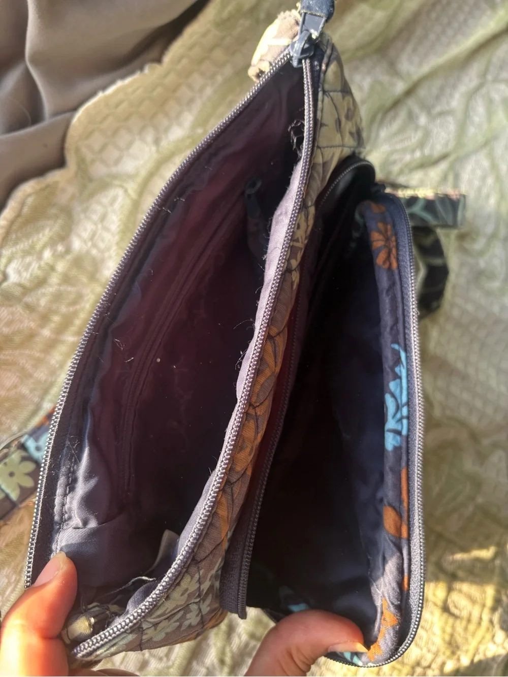 Vera Bradley Brown Floral Quilted Messenger Crossbody